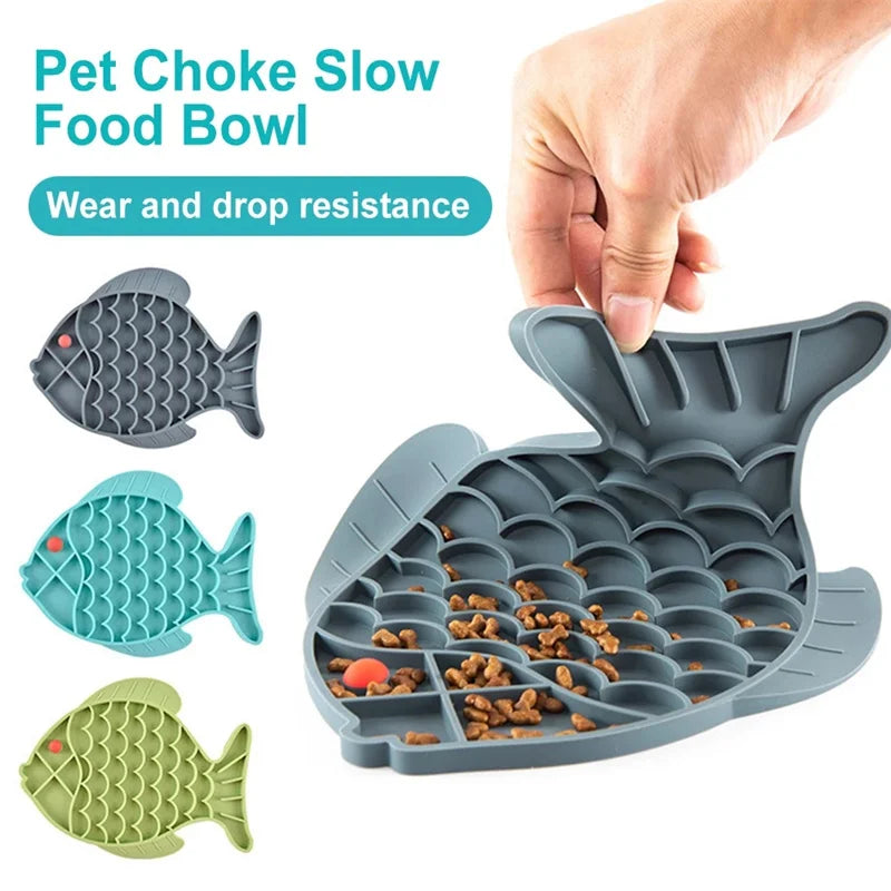 Fish Shape Silicone Licking Mat Non-Slip Slow Feeding Food Bowl