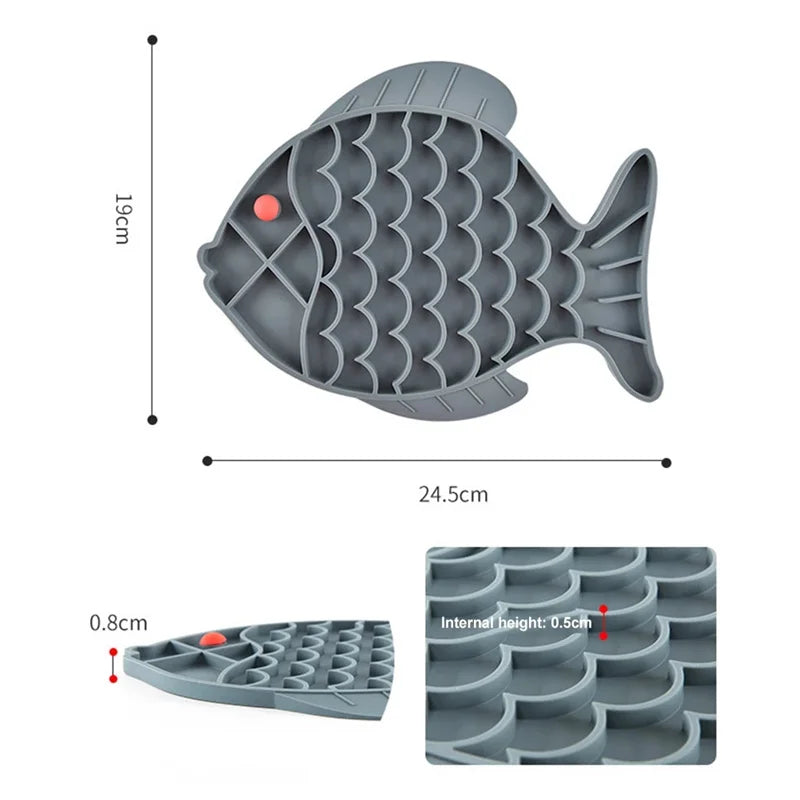 Fish Shape Silicone Licking Mat Non-Slip Slow Feeding Food Bowl