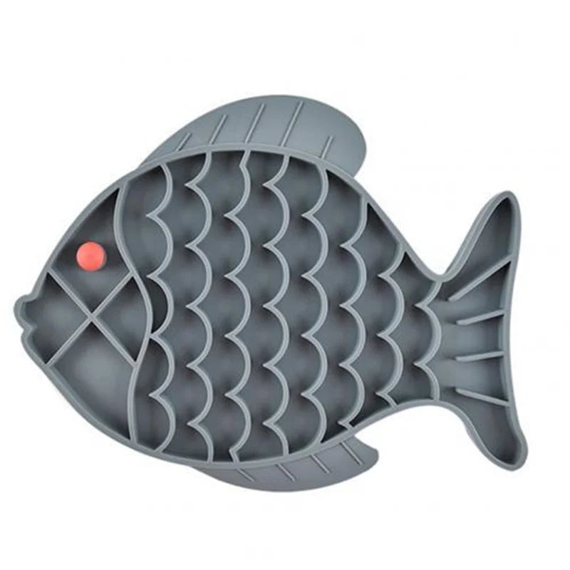 Fish Shape Silicone Licking Mat Non-Slip Slow Feeding Food Bowl