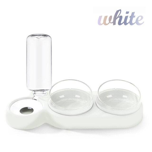 Pet Dogs Cats Double Bowls Food Water Feeder Container Dispenser