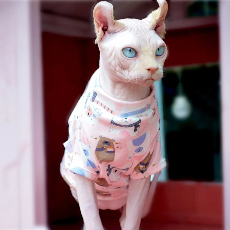 Cat Clothes Cotton Summer Pink Blue Shirt Jumper