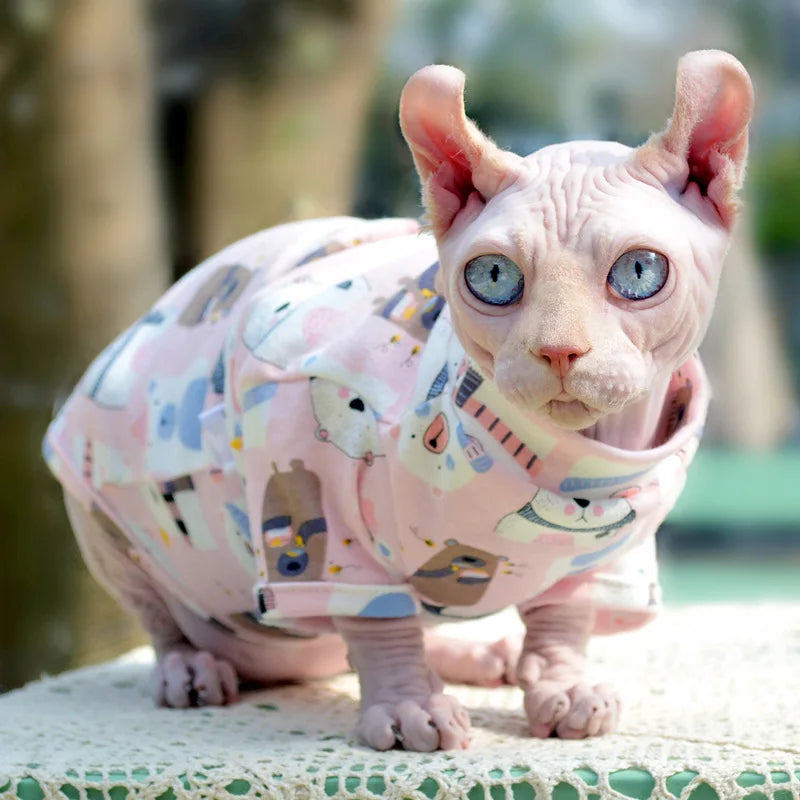 Cat Clothes Cotton Summer Pink Blue Shirt Jumper