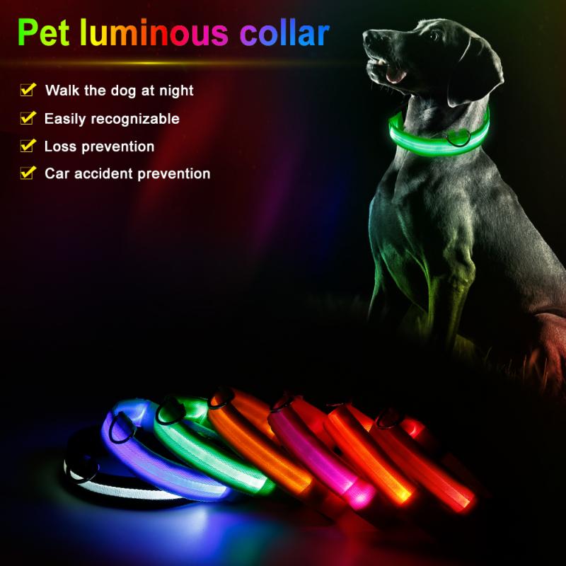 Nylon Led Dog Collar Anti-Lost/Avoid Car Accident Collar