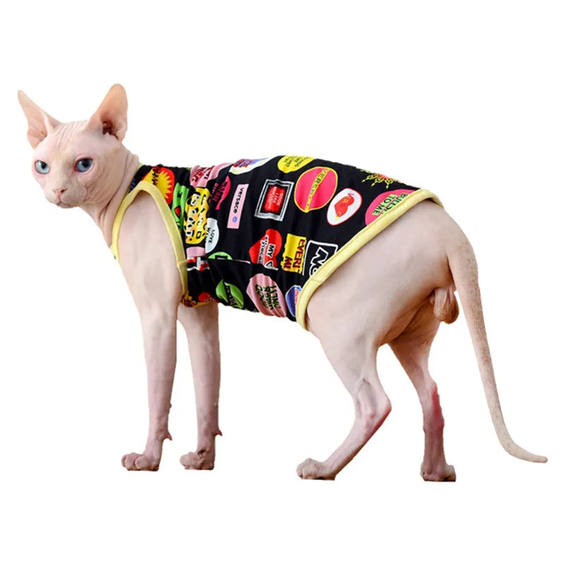 Pet Cat Clothes Summer Fashion Print Cotton Vest Shirt