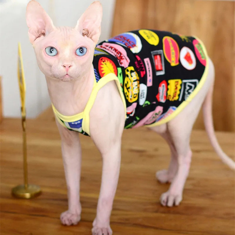 Pet Cat Clothes Summer Fashion Print Cotton Vest Shirt