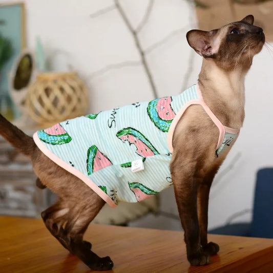 Pet Cat Clothes Summer Vest Print Shirt