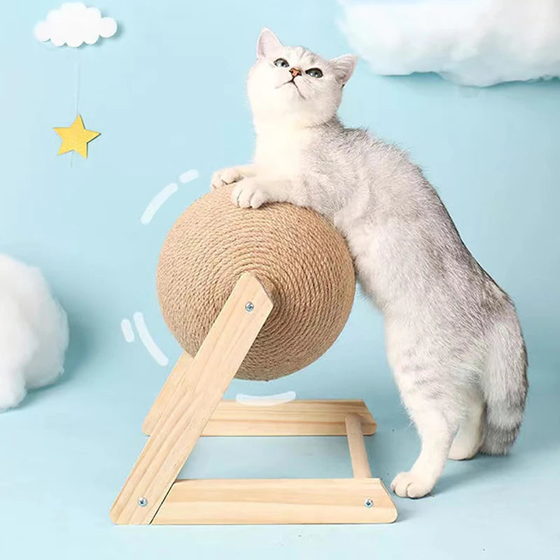 Pet Cat Scratching Ball Toy Kitten Furniture Sisal Rope Ball Grinding Paws Toys