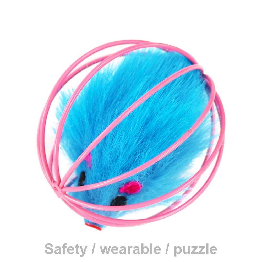 Cat Toy Feather Ball Mini Cage Mouse Funny Toys