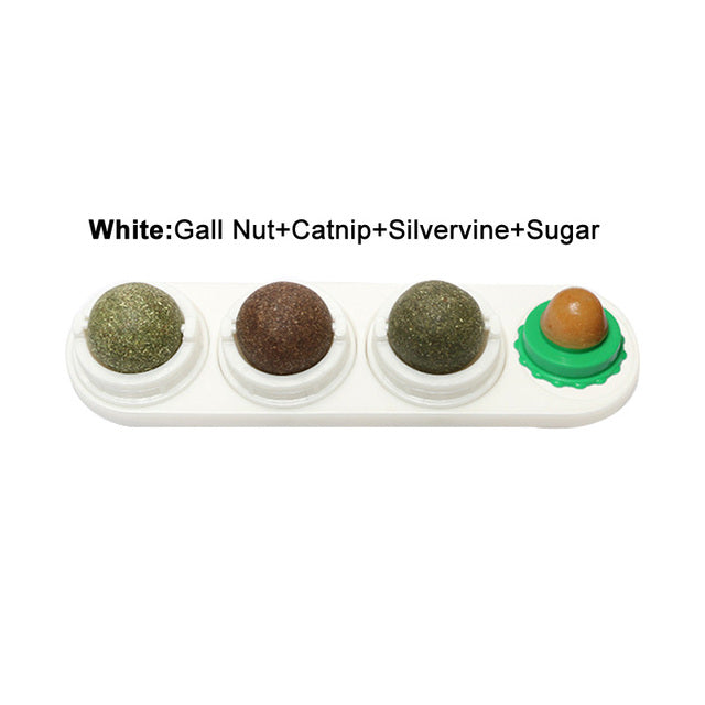 Snack Self-Adhesive Rotated Catnip Ball  Molar Teething Ball Toy