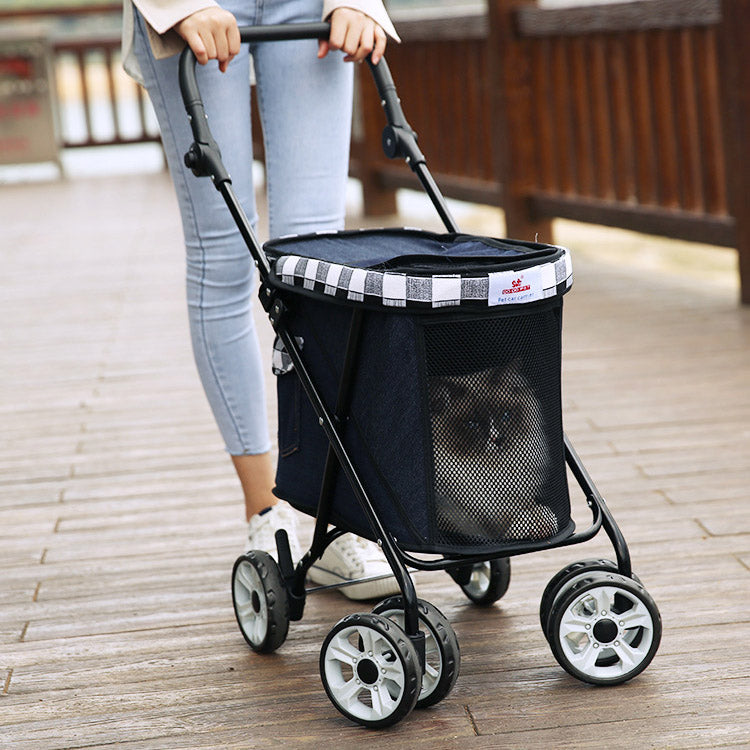 Outdoor Travel Pet Dog Carrier Stroller Foldable Pet Trolley Carriage