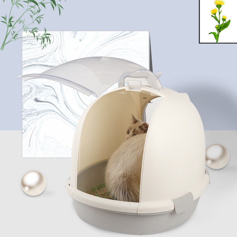 Round Fully Enclosed Pet Cat Litter Box