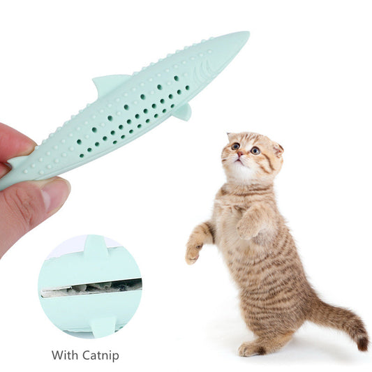 Catnip Silicone Cat Toy Mint Fish Pet Chew Molar Stick