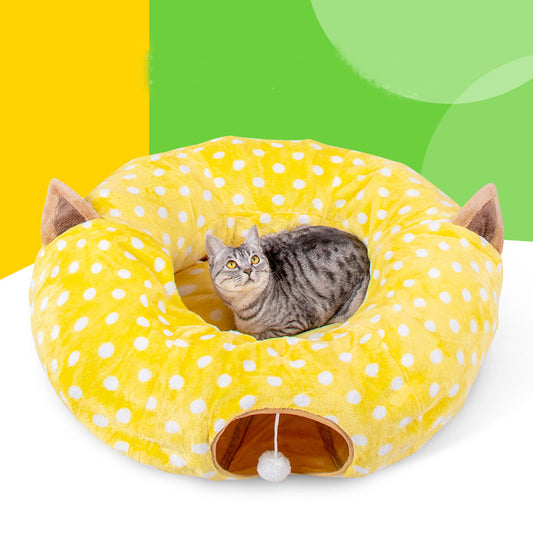 Cute Print Plush Cat Tunnels Pet Toys