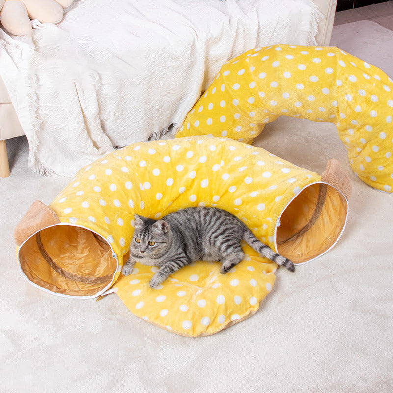 Cute Print Plush Cat Tunnels Pet Toys