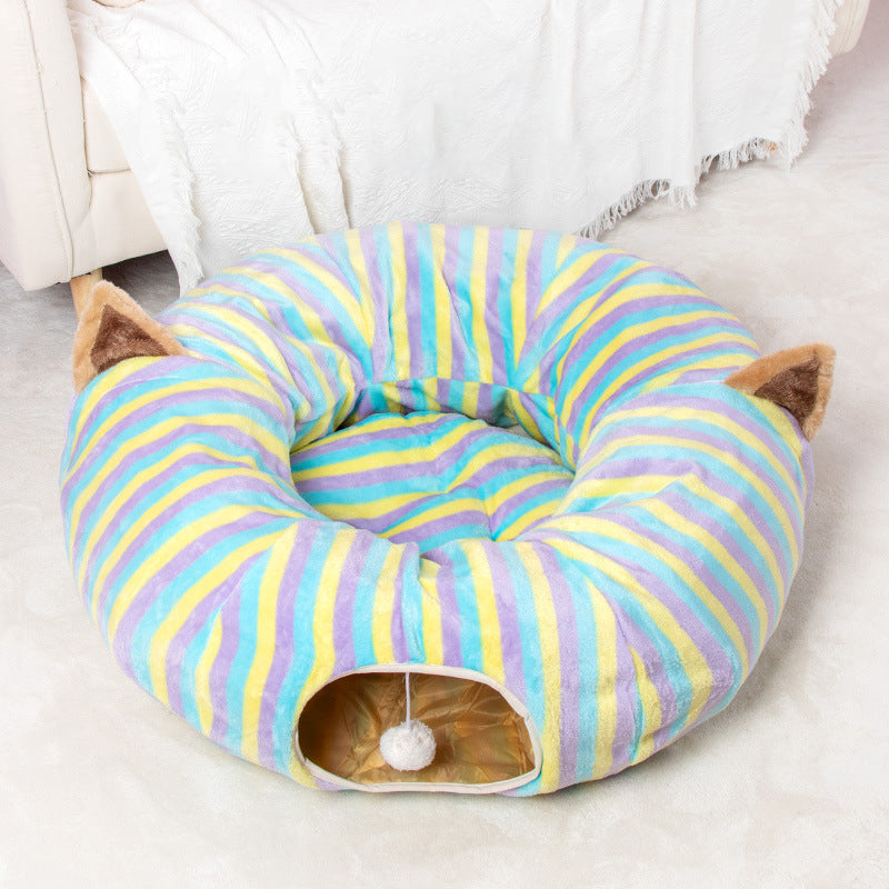 Cute Print Plush Cat Tunnels Pet Toys