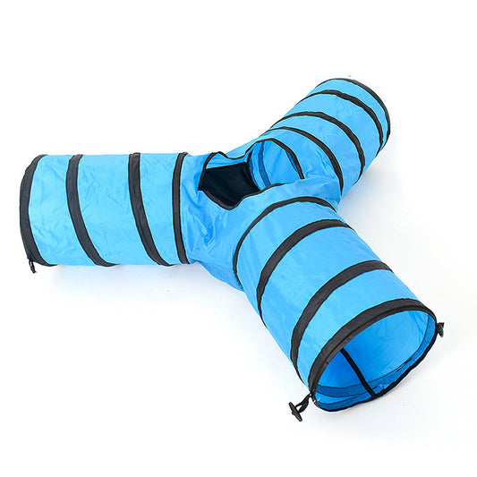 Foldable Blue Cat Play Tunnel Tube Toy