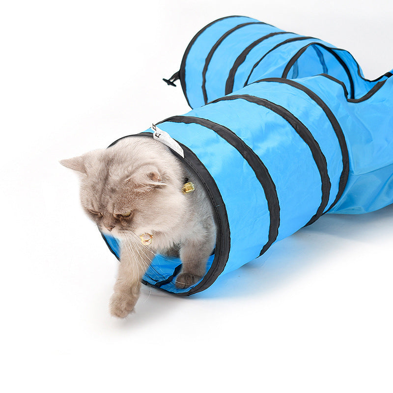 Foldable Blue Cat Play Tunnel Tube Toy