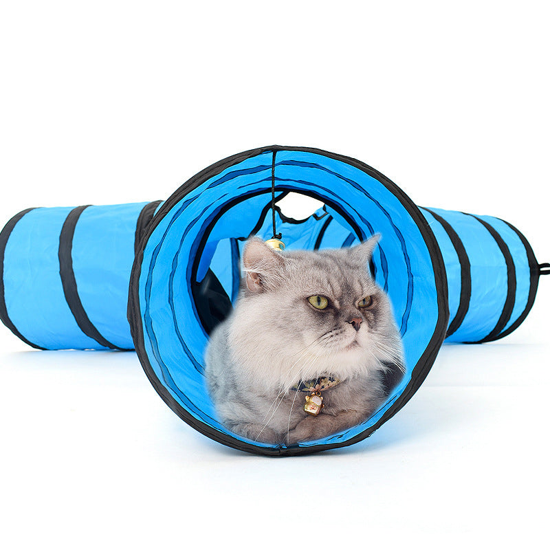 Foldable Blue Cat Play Tunnel Tube Toy