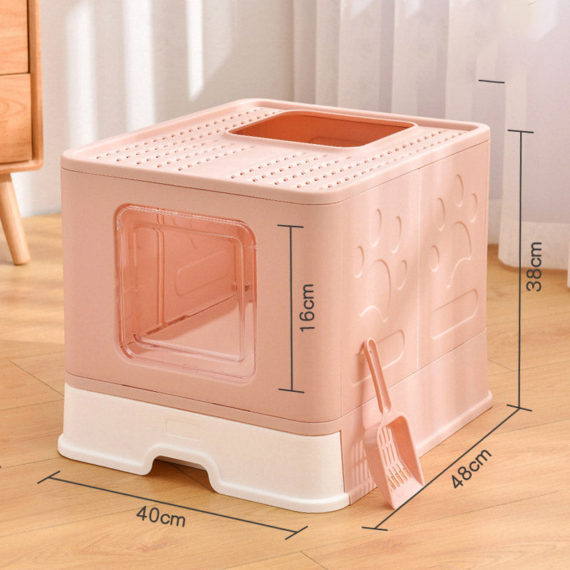 Foldable Cat Large Litter Box Fully Closed Pet Drawer Sandbox