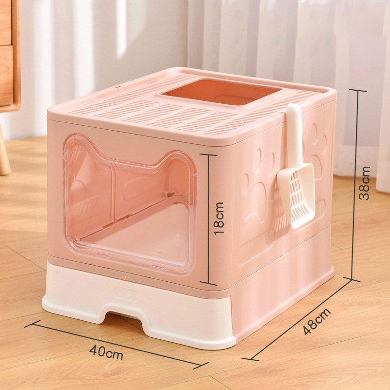 Foldable Cat Large Litter Box Fully Closed Pet Drawer Sandbox