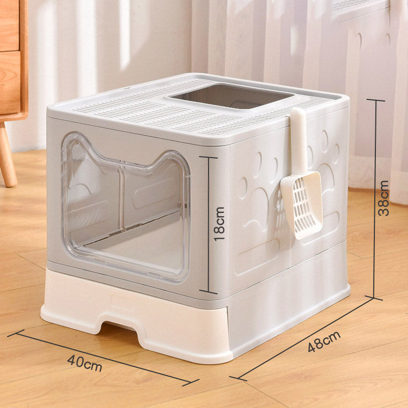Foldable Cat Large Litter Box Fully Closed Pet Drawer Sandbox