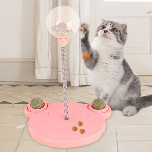 Cat Leaking Food Ball Self-Playing Tumbler Toys Funny Swing Feeder Stick